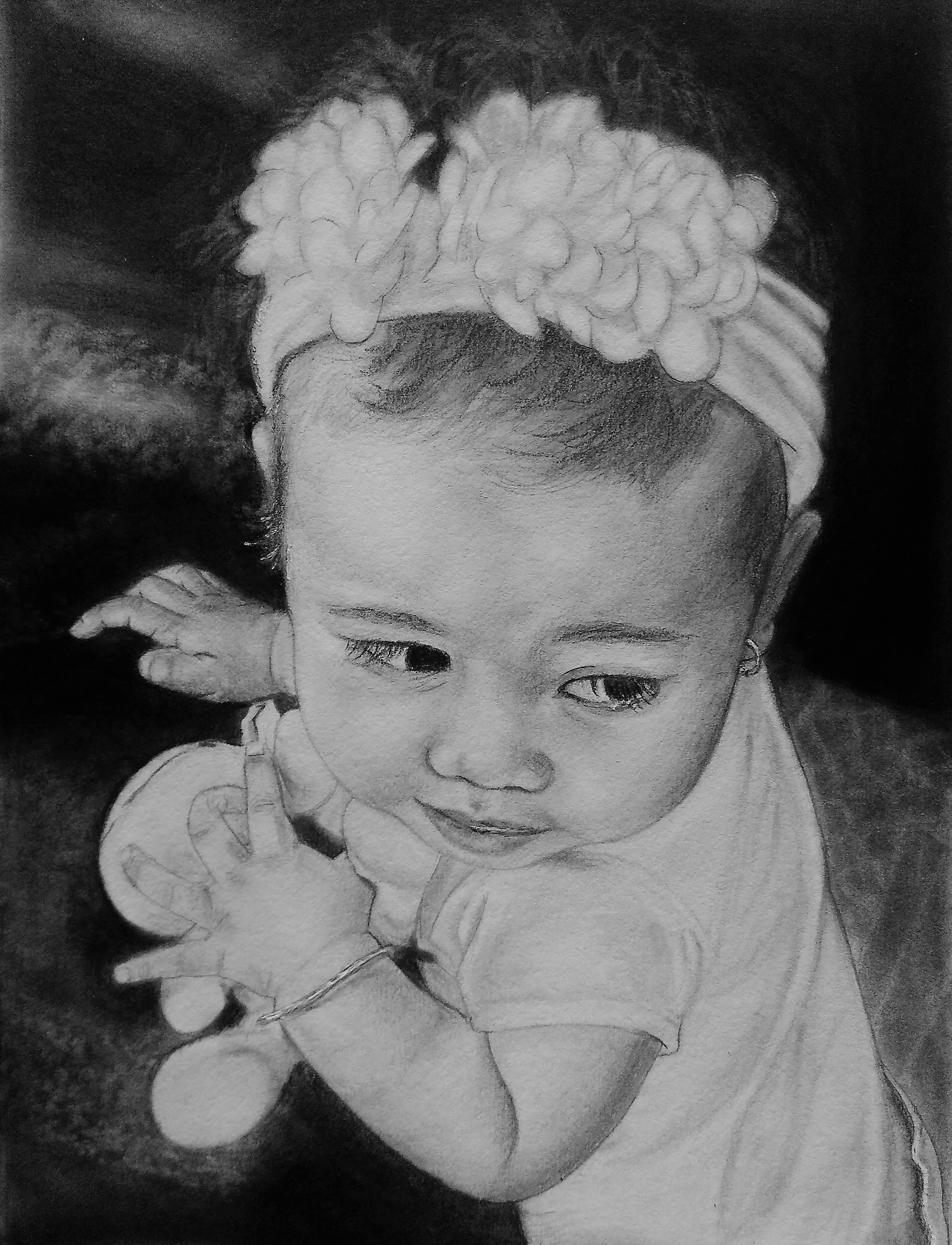 child portrait made with graphite pencils